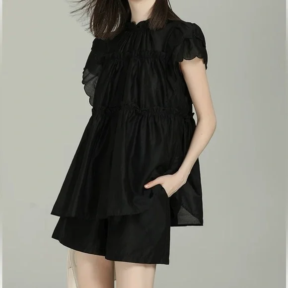 *NEW Flutter Sleeve Top in Cotton-Silk Voile - Picture 1 of 6